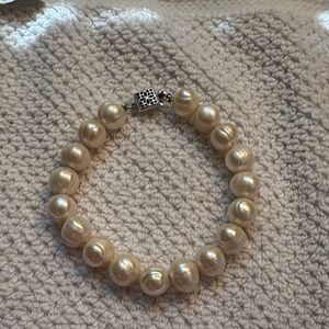VTG Baroque 8” Freshwater Cultured Pearl Bracelet with Sterling Filigree Clasp